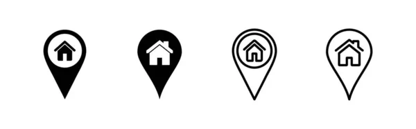 Icônes Adresse Définies Emplacement Maison Signe Symbole Localiser — Image vectorielle