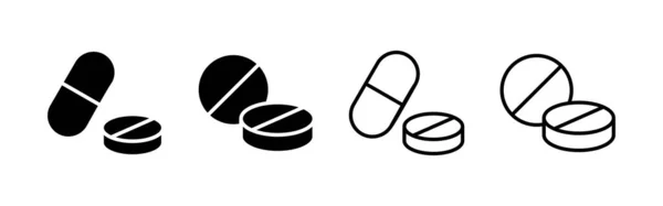 Таблетки Вектор Піктограм Значок Капсули Знак Символ Наркотиків — стоковий вектор