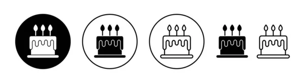 Webおよびモバイルアプリ用に設定されたケーキアイコン ケーキのサインとシンボル 誕生日ケーキのアイコン — ストックベクタ