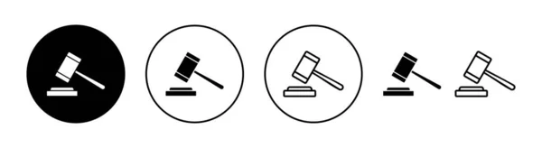 Набір Піктограм Gavel Веб Мобільного Додатку Суддя Дав Знак Символ — стоковий вектор