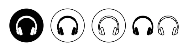 Σύνολο Εικονιδίων Ακουστικών Για Web Και Mobile App Υπογραφή Και — Διανυσματικό Αρχείο