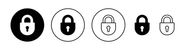 Webアプリとモバイルアプリのロックアイコンを設定します 南京錠の記号と記号 暗号化アイコン セキュリティシンボル — ストックベクタ