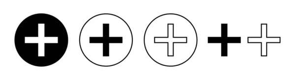 加上网络和移动应用程序的图标集 添加附加符号和符号 — 图库矢量图片
