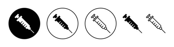Ikona Stříkačky Nastavená Pro Webovou Mobilní Aplikaci Injekční Značka Symbol — Stockový vektor