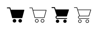Alışveriş ikonu vektörü. Alışveriş arabası işareti ve sembol. Trolley simgesi