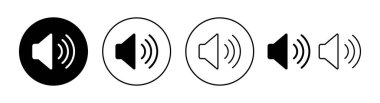 Web ve mobil uygulama için hoparlör simgesi ayarlandı. Ses düzeyi ve sembol. Hoparlör ikonu. ses sembolü