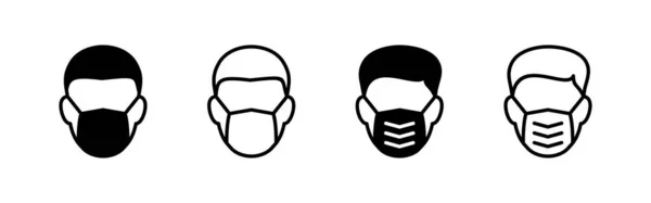 Vektor Ikony Masky Značka Symbol Lékařské Masky Mužská Tvář Ikonou — Stockový vektor