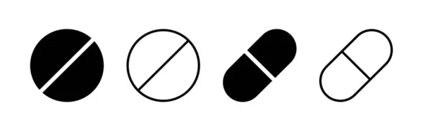 Pillole Vettore Icona Icona Della Capsula Segno Simbolo Della Droga — Vettoriale Stock