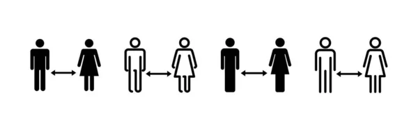 社会疏离向量 社会距离标志和符号 自我检疫标志 — 图库矢量图片