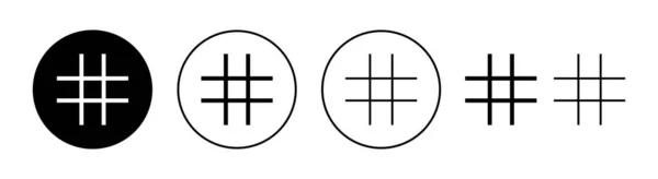 Ikona Hashtagu Nastavena Pro Webovou Mobilní Aplikaci Znak Symbol Hashtag — Stockový vektor