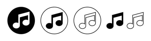 Zestaw Ikon Muzycznych Dla Aplikacji Internetowych Mobilnych Uwaga Znak Muzyczny — Wektor stockowy