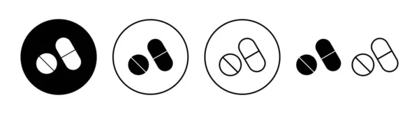 Набір Піктограм Веб Мобільних Додатків Значок Капсули Знак Символ Наркотиків — стоковий вектор