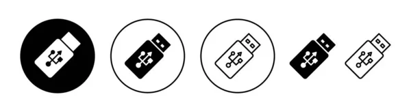 Usb Иконка Набор Веб Мобильного Приложения Флэш Диск Знак Символ — стоковый вектор