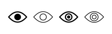 Göz simgesi vektörü. Göz işareti ve sembol. Bak ve Görüş simgesi. 