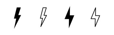 Şimşek simgesi vektörü. Elektrik işareti ve sembol. Güç simgesi. enerji işareti