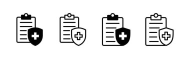 Tıbbi sigorta ikonu vektörü. Sağlık sigortası ve sembol