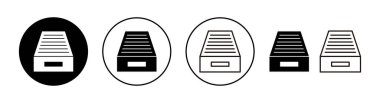 Web ve mobil uygulama için arşiv dizinleri simgesi ayarlandı. Belge vektör simgesi. Depolama simgesini arşivle.