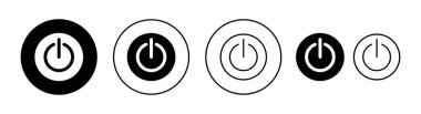 Web ve mobil uygulama için güç simgesi ayarlandı. Güç Anahtarı işareti ve sembolü. Elektrik gücü.