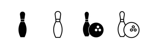 Vettore Icona Del Bowling Palla Bowling Pin Segno Simbolo — Vettoriale Stock