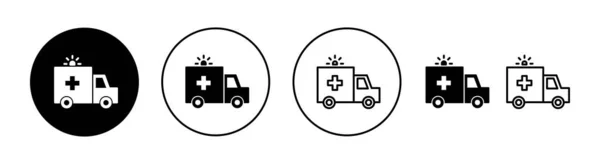 Webおよびモバイルアプリ用に設定された救急車アイコン 救急車の標識とシンボル 救急車 — ストックベクタ