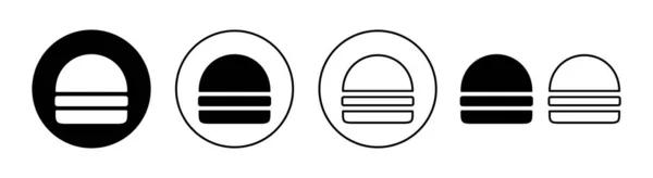 Icona Burger Impostata App Web Mobile Hamburger Segno Simbolo Hamburger — Vettoriale Stock