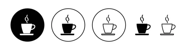 ウェブアプリとモバイルアプリのためのコーヒーカップのアイコンセット コーヒーの看板やシンボルを — ストックベクタ