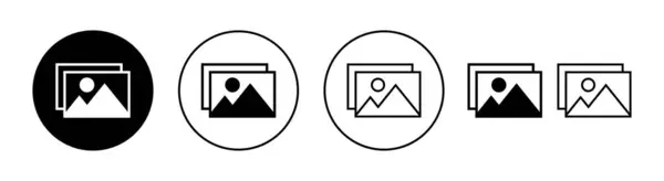 网页和移动应用程序的图片图标集 照片画廊的标志和符号 图像图标 — 图库矢量图片