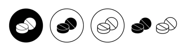 Ikona Pigułki Zestaw Dla Aplikacji Internetowych Mobilnych Ikona Kapsułki Znak — Wektor stockowy