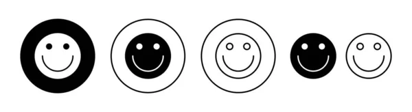 Icono Sonrisa Establecido Para Web Aplicación Móvil Sonrisa Icono Emoticono — Vector de stock