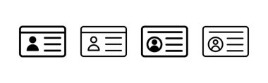 Lisans simgesi vektörü. Kimlik kartı simgesi. Sürücü ehliyeti, personel kimlik kartı 