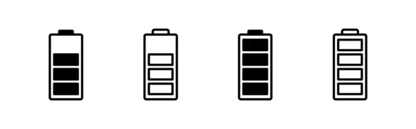 Wektor Ikony Baterii Znak Ładowania Baterii Poziom Naładowania Akumulatora — Wektor stockowy