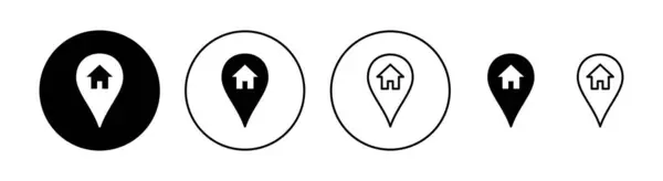 Cím Ikon Készlet Web Mobil Alkalmazás Home Location Jel Szimbólum — Stock Vector