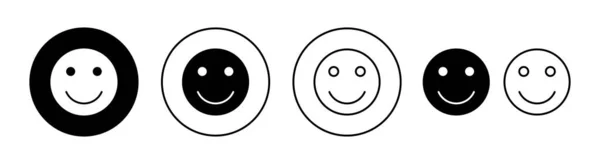 笑图标设置为Web和移动应用程序 微笑的情感图标 反馈标志和符号 — 图库矢量图片