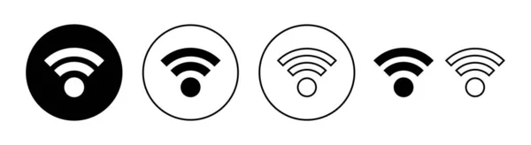 Webおよびモバイルアプリ用のWifiアイコンセット 信号と記号だ ワイヤレスアイコン — ストックベクタ