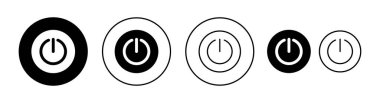 Web ve mobil uygulama için güç simgesi ayarlandı. Güç Anahtarı işareti ve sembolü. Elektrik gücü.