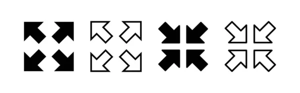 Pełnoekranowy Wektor Ikony Rozwiń Pełnego Znaku Ekranu Symbolu Symbol Strzałek — Wektor stockowy