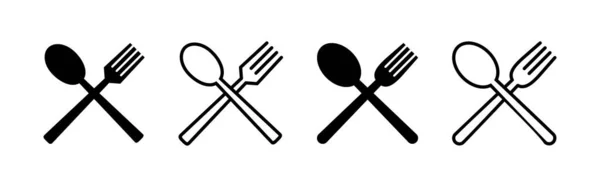 スプーンとフォークのアイコンベクトル スプーンフォークナイフアイコンベクトル レストランの看板や記号 — ストックベクタ