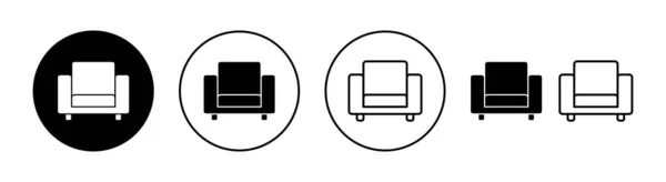 Софа Ікона Веб Мобільних Застосунків Знак Символ Канапи Мебльова Ікона — стоковий вектор