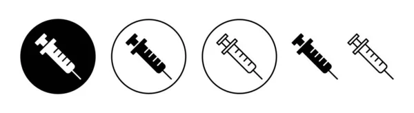 网络和移动应用程序的注射器图标集 注射标志和符号 疫苗图标 — 图库矢量图片