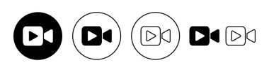 Web ve mobil uygulama için video simgesi ayarlandı. Video kamera işareti ve sembol. Film tabelası. Sinema