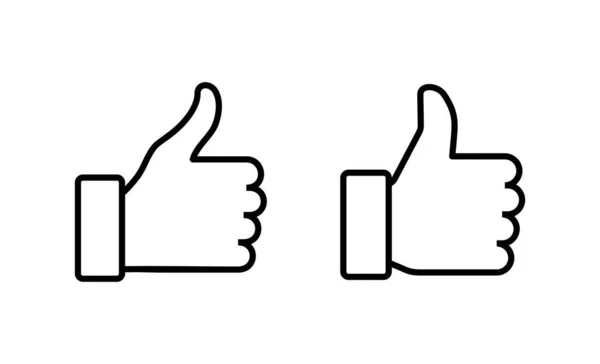 Jak Wektor Ikony Kciuki Górę Znak Symbol Ręka Jak — Wektor stockowy