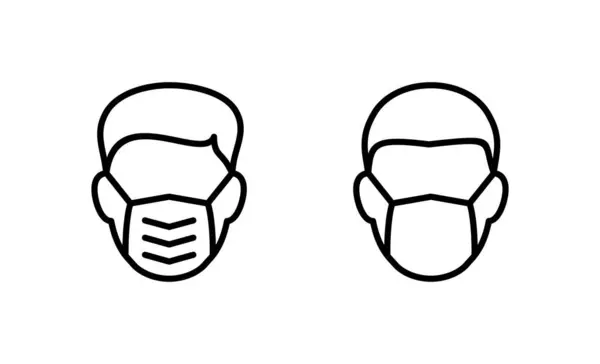 Máscara Vector Icono Signo Símbolo Máscara Médica Hombre Cara Con — Vector de stock