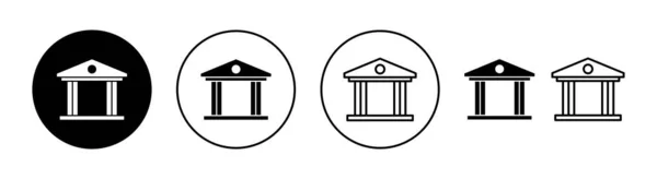 Ícone Banco Definido Para Web Aplicativo Móvel Signo Símbolo Bancário — Vetor de Stock