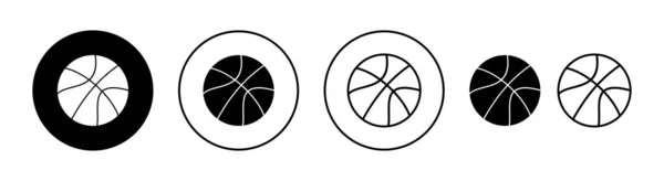 Webアプリとモバイルアプリ用のバスケットボールアイコンセット バスケットボールの記号と記号 — ストックベクタ