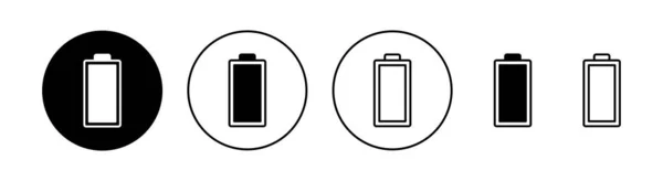 网络应用和移动应用的电池图标集 电池充电标志和符号 电池充电水平 — 图库矢量图片