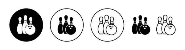 Sada Ikon Bowlingu Pro Webovou Mobilní Aplikaci Bowlingová Koule Pin — Stockový vektor