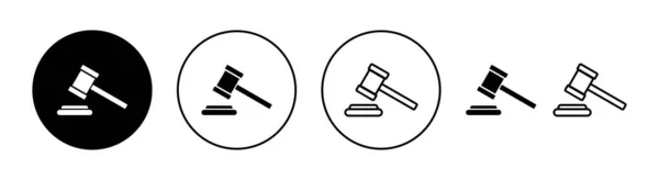 Набір Піктограм Gavel Веб Мобільного Додатку Суддя Дав Знак Символ — стоковий вектор