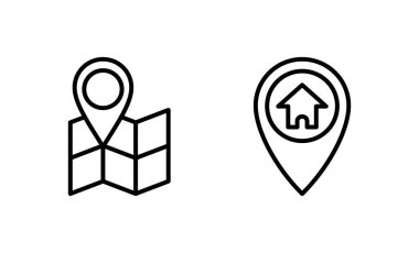 Haritalar ve simge vektörü. konum işareti ve sembol. coğrafi konum, imleç simgesi.