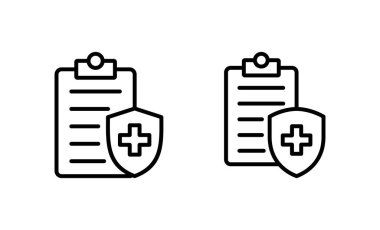 Tıbbi sigorta ikonu vektörü. Sağlık sigortası ve sembol