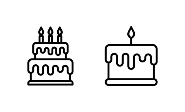 Wektor Ikony Ciasta Znak Symbol Ciasta Ikona Tortu Urodzinowego — Wektor stockowy